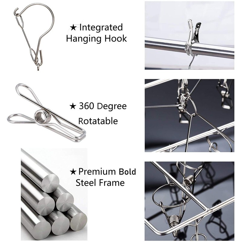 Skroad 2 Pack Stainless Steel Sock Drying Rack with 72