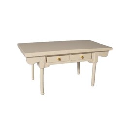 Melody Jane Dolls House Farmhouse Kitchen Table White with Drawers & Rails 1:12 Furniture