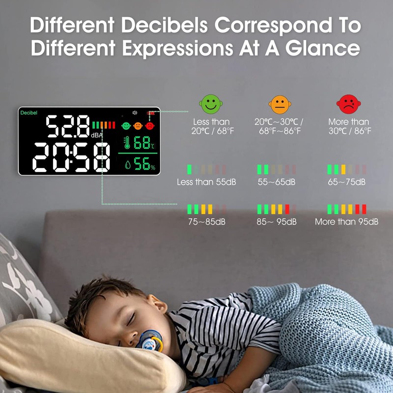 Decibel Sound Meter LED Screen Brightness Adjustment 30-130dBA Sound Level