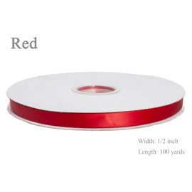 YASEO Red Ribbon, Solid Color Double Faced Polyester Satin Ribbon - 1/2 Inch Wide, 100 Yards Long, Perfect for Wedding, Gift Wrapping, Sewing, and Other Craft Supplies