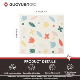 GUOYUANGLO Swedish Dishcloths for Kitchen Cellulose Sponge Cloths No Odor Resuable Dish Towels for Kitchen and Household Use-5 Pack