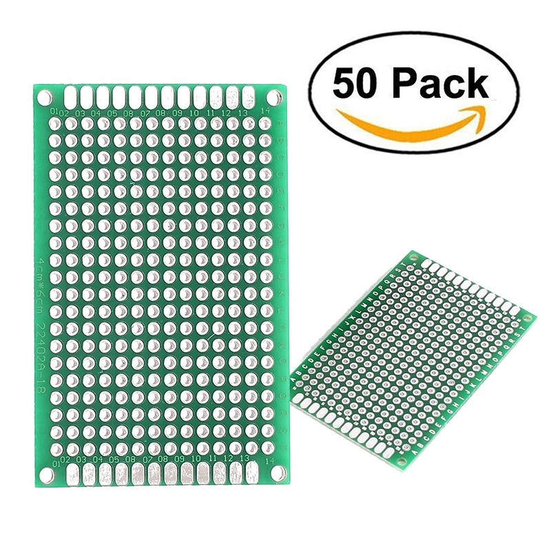 Lantee 50 Pcs Double Sided Protoboard Prototyping PCB Prototype Universal