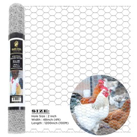 Chicken Wire 48 in x 100 FT x 2” Mesh x 20GA | Poultry Wire Netting | Hot Dipped Galvanised | Hexagonal Galvanized Mesh for Chicken Coop, Rabbit Cage, Fence Barrier PM48x100x2