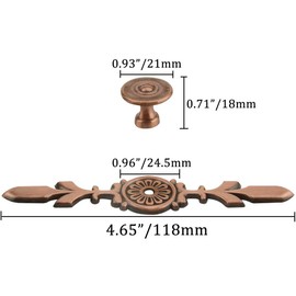 TOVOT 10PCS Copper Drawer Pulls Set 4.7" Vintage Cabinet Drawer Pulls Cabinet Drawer Handles Wardrobe Door Knobs with Screws