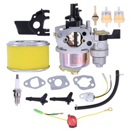 Carburettor Kit Replacement with Air Filter Spark Plug Fuel Filter Gaskets Fuel Line Heat Shield Oil Sensor Insulation Plate for Honda GX120 GX 120 GX160 GX 160 5.5hp GX200 GX 200 6.5HP Lawnmower