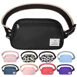 DMLuna Small Crossbody Bags for Women Trendy, Lightweight Fanny Pack for Women & Men, Mini Belt Bag, Waist Bag with Adjustable Strap for Running Workout Traveling, Black