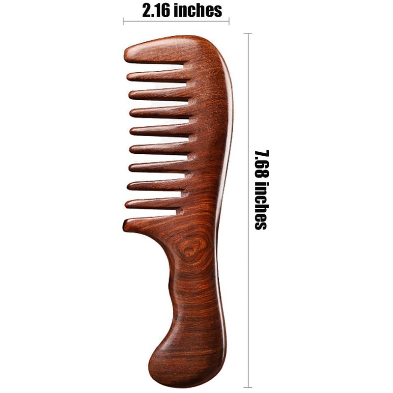 Wooden Wide Tooth Comb for Women Men Kids, Anti-static Detangling