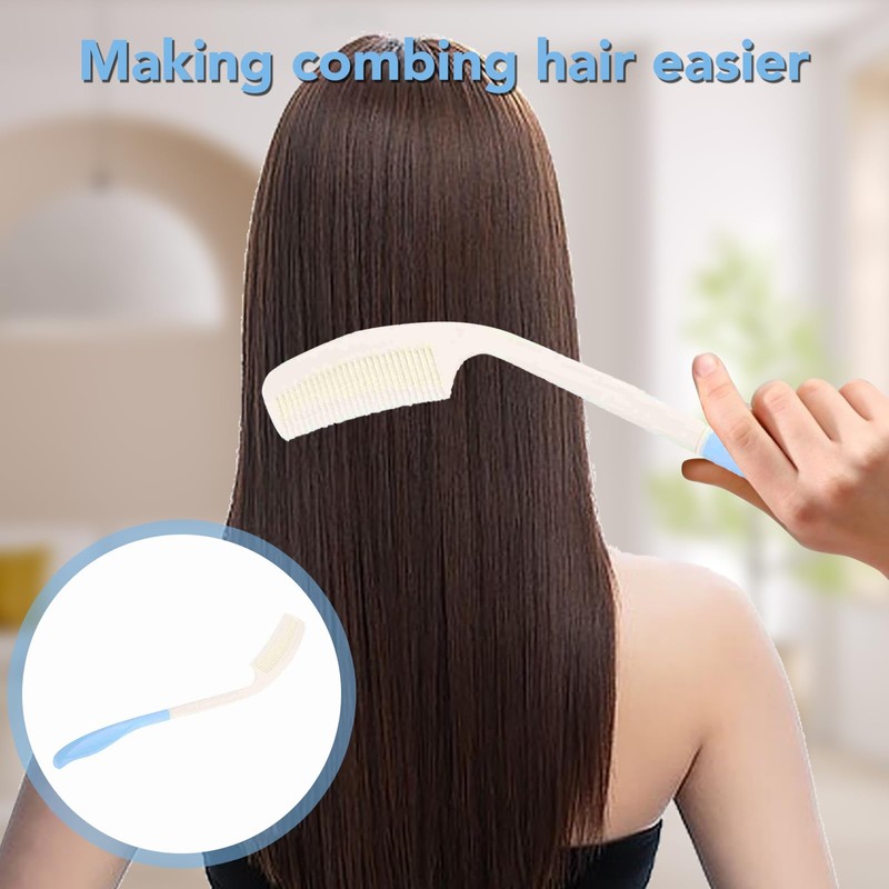 Long Comb Set with Soft Brush - Ergonomic Anti-slip Handle,