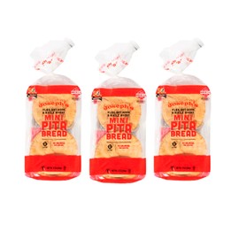 Joseph's Low Carb Mini Pita Bread 3-Pack, Flax Oat Bran and Whole Wheat, 5g Net Carbs per Serving, Fresh Baked (8 per Pack, 24 Mini Pitas Total)