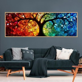 BOHADIY DIY 5D Tree of Life Diamond Painting Kits for Adults Diamond Art Large Size Tree Landscape Full Drill Crystal Rhinestone Embroidery Craft Kits for Home Wall Decor, 35.4X12 Inch