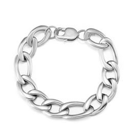 HSWYFCJY Bracelets for Men Womens Silver Figaro Bracelets Width 13mm Stainless Steel Links Chain Bracelet Length 21cm Jewellery Gifts for Birthday Christmas