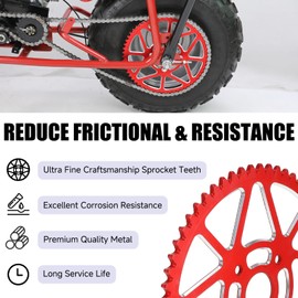 CILOYU Mini Bike Sprocket Upgrade 40 Tooth Sprocket 420 Chain Compatible with Coleman CT200U BT200X CT200U-EX Baja Warrior Heat Massimo MB165 MB200 KT196 Axis M200 196cc 200cc 6.5hp Go Kart Parts-Red