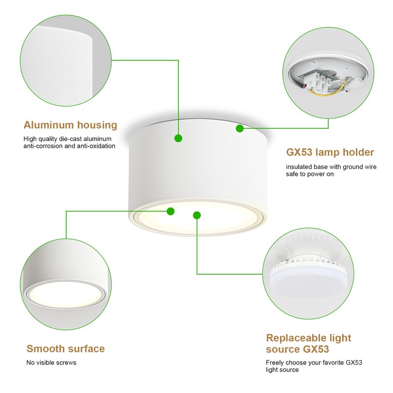 KYOTECH LED Surface-Mounted Spotlight, 4000 K Ceiling Spotlights, Matt White,