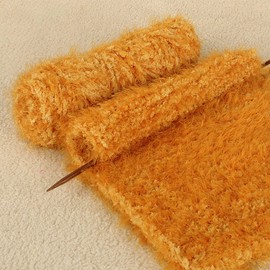 Super Soft Eyelash Yarn, 3 Packs of 100 g/3.6 oz - Acrylic Blends Yarn - 110 yards/100 m- Knitting/Crochet/Knitting Machine Yarn, Eyelash Plush Yarn for Crocheting and Knitting Hat, Scarf (Orange)