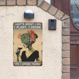 Vintage Metallschild – Hippie That's What I Do – Wanddekoration mit lustigem Garten-Design & Retro-Boho-Stil – tolles Geschenk für Weinliebhaber, Gärtner und Kaffee-Enthusiasten – 20,3 x 30,5 cm