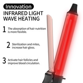 K&K 1.1inch 1-Infrared Professional Infrared Hair Curling Iron Heater Ceramic Barrel That Stays Hot 1.1 Inch Hair Iron Curler for Medium to Large Curls Travel-Ready International Dual Voltage.