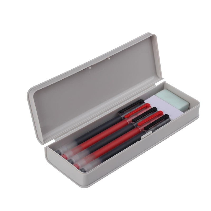 HIEALO Pencil Box,Plastic Pencil Case For Kids School Office,Grey,1 Pack,Solid