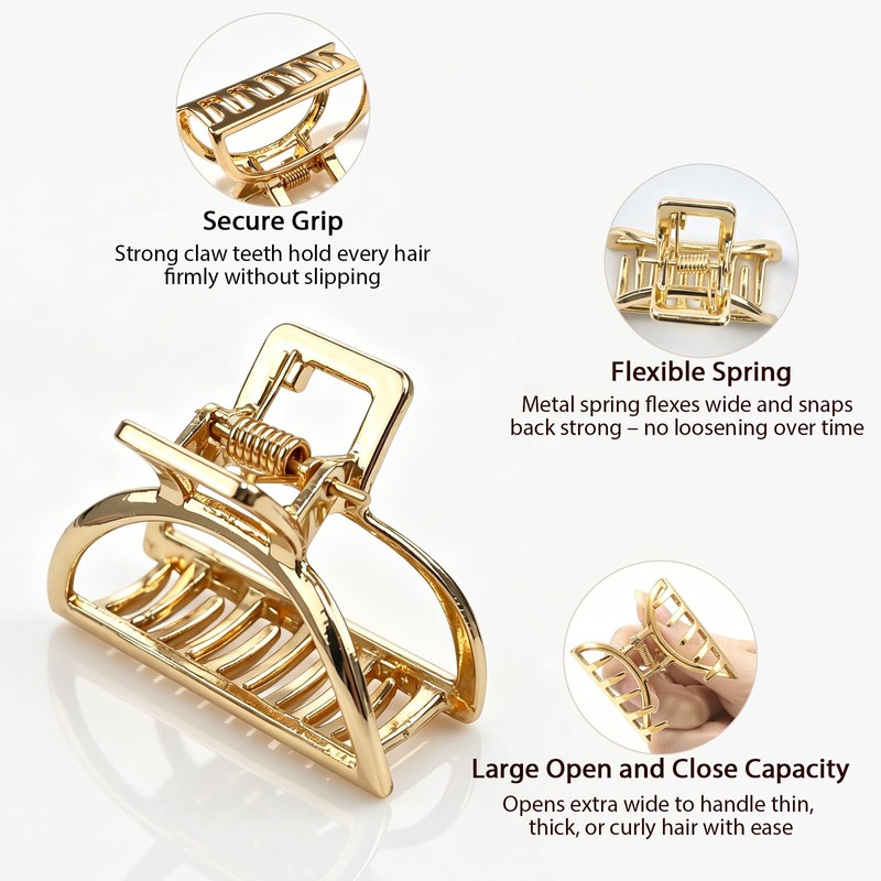 4 PCS Gold Metal Hair Clips for Women 2.76 Inche