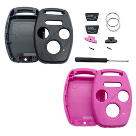 Replacement Key Fob Shell Keyless Entry Remote Car Key Fob Cover Case Fits for Honda 2003-2012 Accord / 2006-2013 Civic EX / 2009-2015 Pilot /2005-2006 CR-V (Black + Pink)