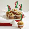 24Pcs Christmas Cupcake Toppers Red-green Glitter Pole Dancing Girl Cupcake