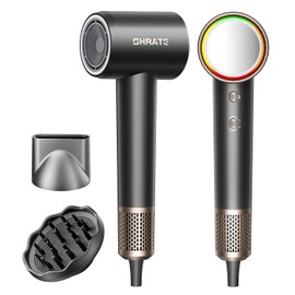 SHRATE Professional High Speed Ionic Hair Dryer | Ultra-Fast Drying | 500 Million Negative Ions | Low Noise | 160000 RPM | Compact Blow Dryer with Magnetic Diffuser for Faster Drying All Hair Types