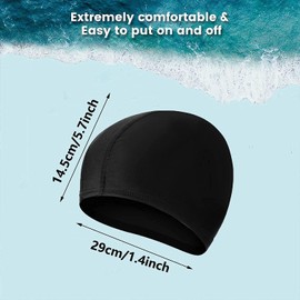 2 Pcs Swimming Caps for Kids Girls Boys and Adult Teenager,Comfortable Light Swimming Caps,Super Stretch No Pull Hair Swimming Hats for Long and Short Hair (Black/Royal blue)