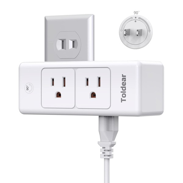 Toldear - Regleta de alimentación de 2 clavijas, divisor de