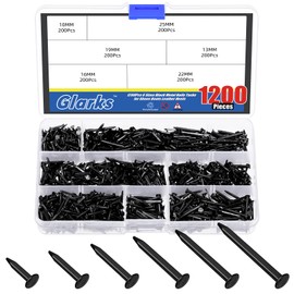 Glarks 1200pcs Shoe Repair Nails Tacks 3/8’’(10MM) 1/2’’(13MM) 5/8’’(16MM) 3/4’’(19MM) 7/8’’(22MM) 1’’(25MM) Replacement Heels Nails Tacks for Boots Furniture Nails Tacks Shoe Repair Tools