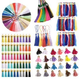 Allazone 200 Pieces Tassel Set 6 Style Bookmark Tassels Handmade Tassels Tassels Pendant Leather for Jewellery Making DIY Projects
