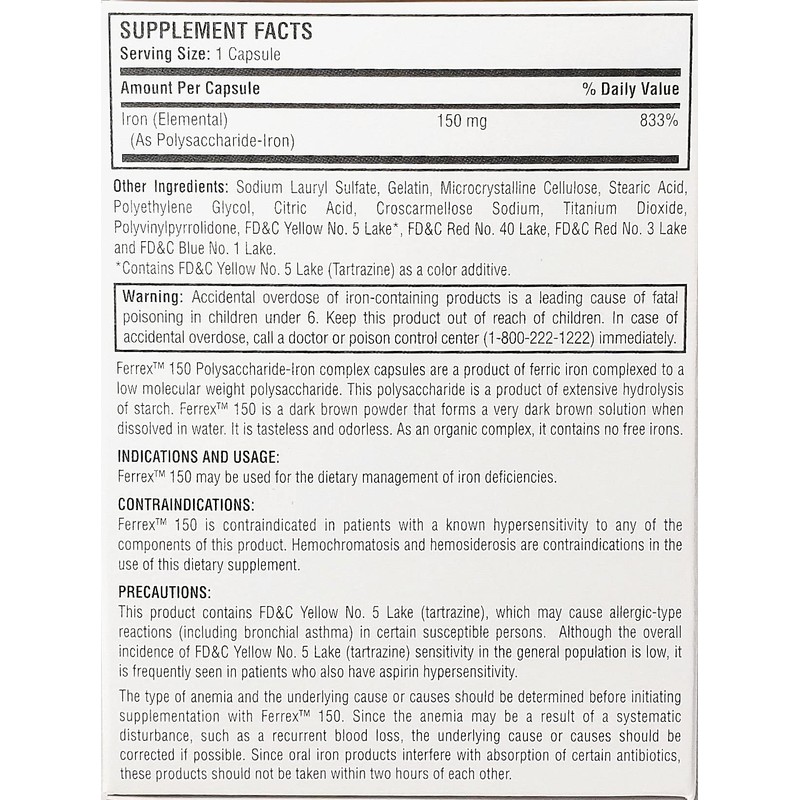 Major Ferrex-150 Polysaccharide-iron Complex Capsules 10 X 10 by MAJOR