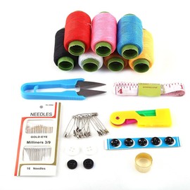 Costura Kit, 10pcs Suministros de Costura de Bricolaje Artículos Hilo Tela Herramientas con Caja para Hogar Viaje Accesorios de Coser(color de caja es aleatorio)