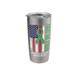 Fight The Stigma Mental Health Awareness American Flag Stainless Steel Insulated Tumbler