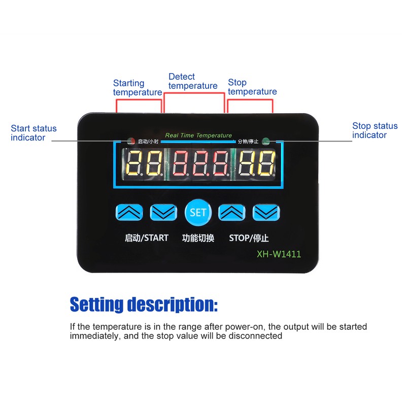 3 Window Display Temperature Controller -19-99℃ Thermostat Module for Air