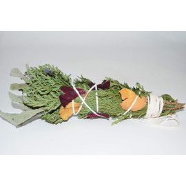 Nature's Enlightenment Large Juniper, Rosemary, White Sage, & Lavender Flower & Rose Petals Smudge Bundle - Incense