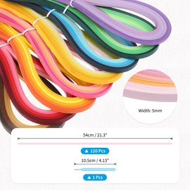 MECCANIXITY Paper Quilling Kit, 21.3 Inch 5mm Paper Quilling Strips with Blue Pen for Beginners DIY Hand Crafts Teaching Tools Flower Decoration(Pink, Pack of 120)
