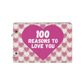 100 Reasons I Love You Scrapbook - Wooden Cover, Recycled Paper, Love Gift Idea