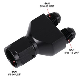Podavelle 8AN Female to Parallel Dual 6AN 6AN Male Y Block Fuel Fitting Splitter Adapter Connector Aluminum Black