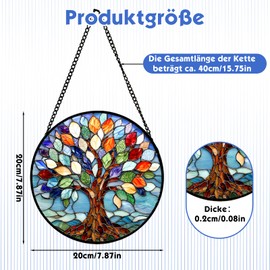 Acrylic Window Decoration, Colourful Tree of Life Suncatcher, Acrylic Ornament with Chain for Hanging, Decoration for Window, Wall, Living Room, Home Decoration