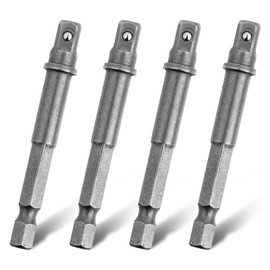 4 PCS 1/4" Socket Extension, Metal Hex to 1/4 Socket Adapter for Drill, Impact Driver Extension for Hex Shank