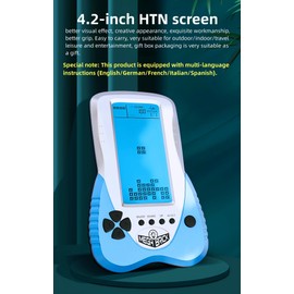 TAQY Blue backlit Block Game Console 3398 in 1 Retro Nostalgia Racing/Tank Battle/Snake Pocket Puzzle Game Console Handheld Portable Brick Toy Console Gifts for Teenagers/Children (Blue)