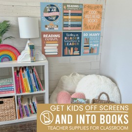 Hadley Designs Motivational Reading Posters For Classroom Elementary –6 Reading Strategies Posters For Classroom, Read Corner School Library Decor, Wall Read Sign, Colorful Bulletin Board Decorations