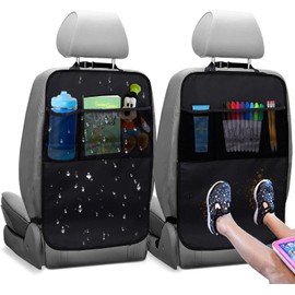 ANNIEMOOM 2 Piezas Protector del Asiento para Coche, Protector de Asiento Trasero Impermeables, Protector del Asiento para Coche con 2 Bolsas de Almacenamiento para Asiento