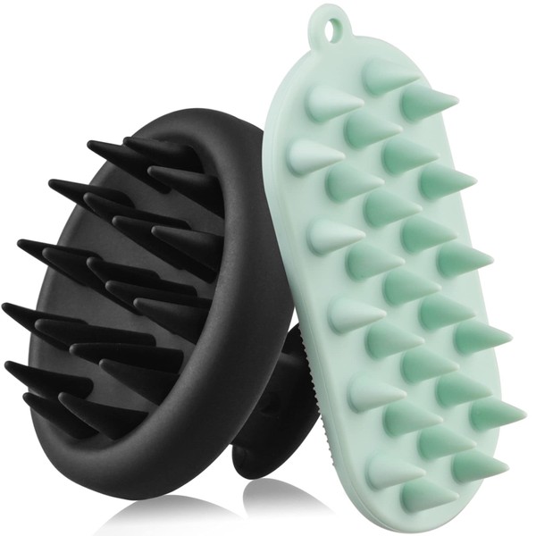 Soft Silicone Head Scalp Massager Hair Shampoo Brush, Silicon Hair Scrubber Dandruff Brush for Wet and Dry Hair, for Women & Men Kids or Pets, Get One More Double Sided Brush