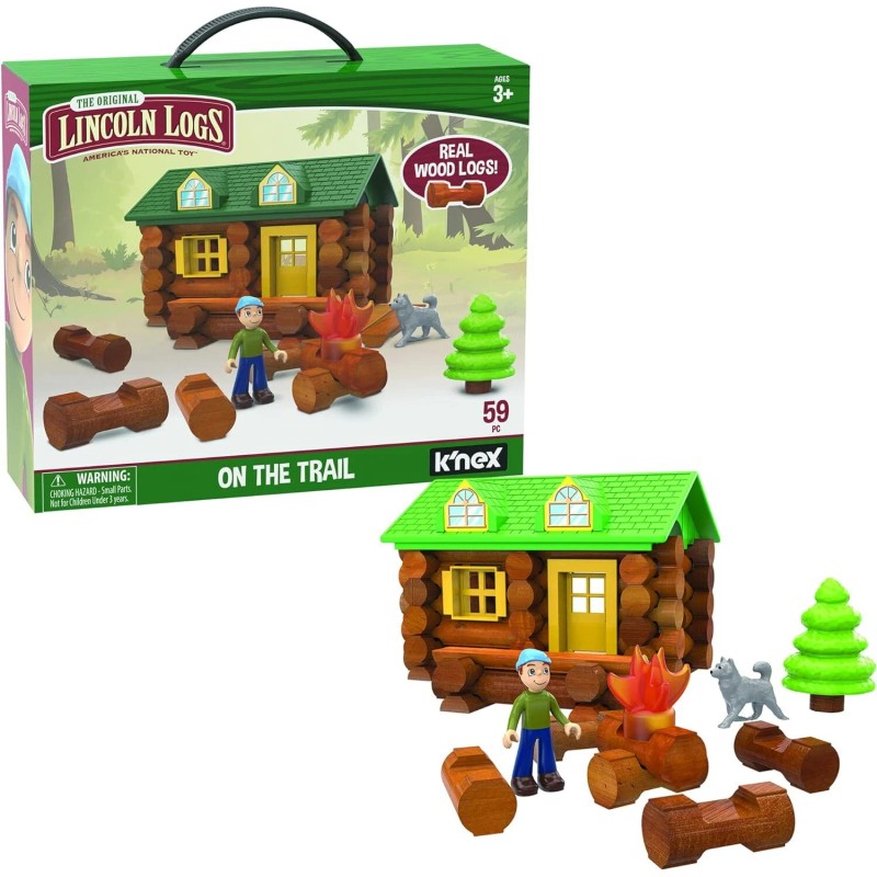 Basic Fun Lincoln Logs On The Trail Set Wooden Building