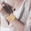 Locrccl Gold Chunky Curved Stacking Bangles Bracelet for Women Gold
