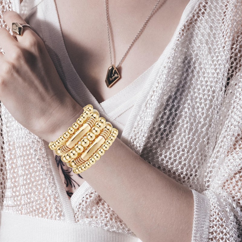 Locrccl Gold Chunky Curved Stacking Bangles Bracelet for Women Gold