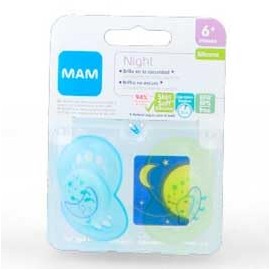 Actipatch MAM Chupete Tetina de Silicona Night + 6 x 2 (White / Grey)