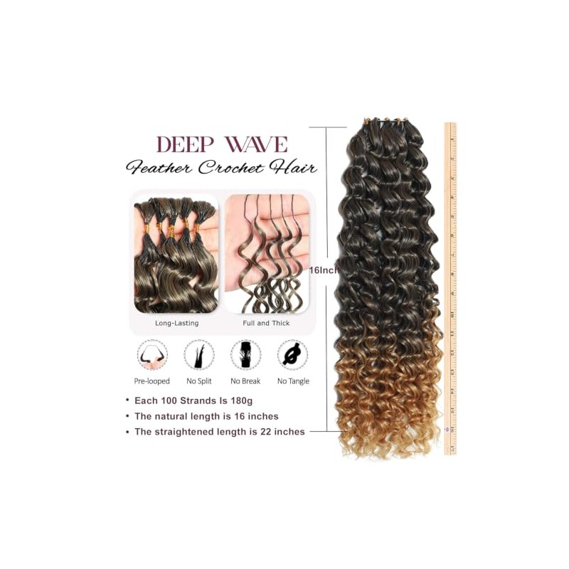 Feather Crochet Hair for Black Women 60 Strands 110g Deep