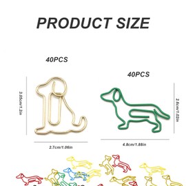 AMONENZ Dachshund Paper Clips, Pack of 80 Colour Paper Clips, Motif, Dog Shape Paper Clips, Cute Paper Clips in Animal Shape, for Books, Photos, Bills