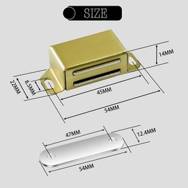 ciciment Magnetic Door Catch, Stainless Steel Cabinet Magnets for Kitchen Wardrobe Bathroom Cupboard Drawer Closures, Strong Magnet Latches for Small Cabinet Doors - Golden (4 PCS)
